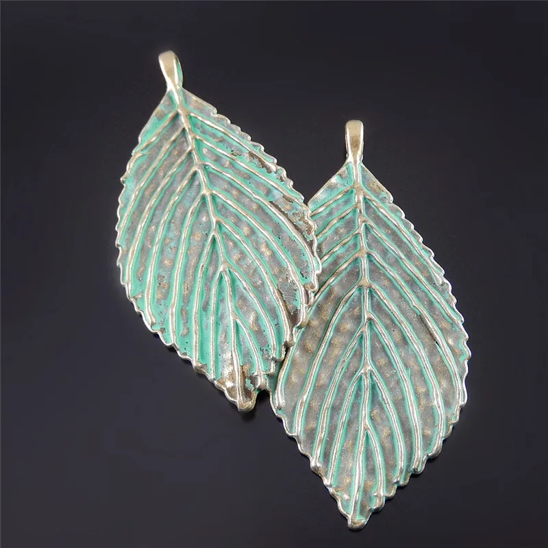 5PCS Retro Antique Bronze Patina Plated Leaf Charms Jewelry Making Accessory Metal Pendant Handmade Crafts Finding