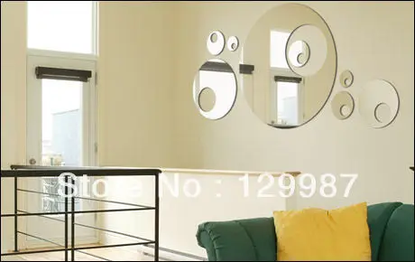 2013 hot selling DIY   9pcs per set bubble round mirror acrylic wall mirror sticker for home decoration