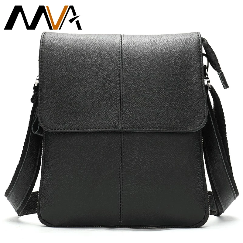 

MVA Men's Genuine Leather Shoulder Bag Cover & Zipper Leather Crossbody Bags for Men Messenger Bag Men Shoulder Bags Male Flap