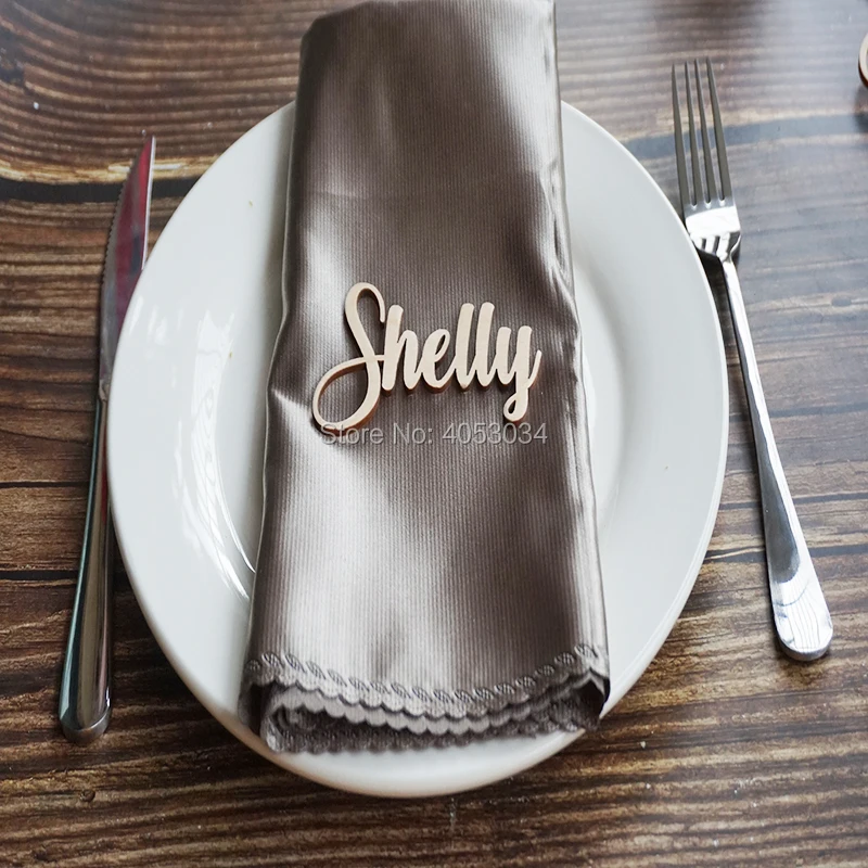 Custom Place Settings, Custom Table Settings, Wood Plate Name Cutouts, Gold Wedding ,Custom Name Place Setting, Laser Cut Names,