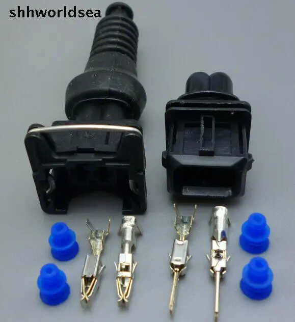 Shhworldsea 2 Way 2 PIN 3.5MM Car Fuel Injector Socket Plug  MULTIPLE CONNECTORS JUNIOR POWER TIMER  CONNECTOR + SHEATH