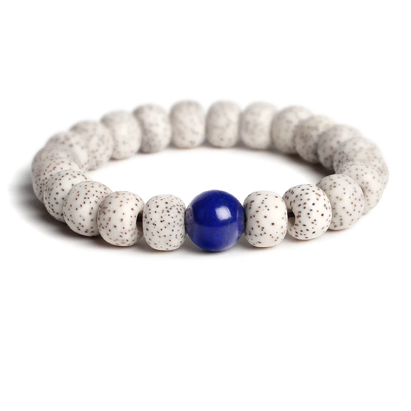 Natural Bodhi Seed with AAA Lapis lazuli Handmade Beaded Bracelet Women Buddhist Yoga Meditation Men Stone Zen Jewelry  Gift