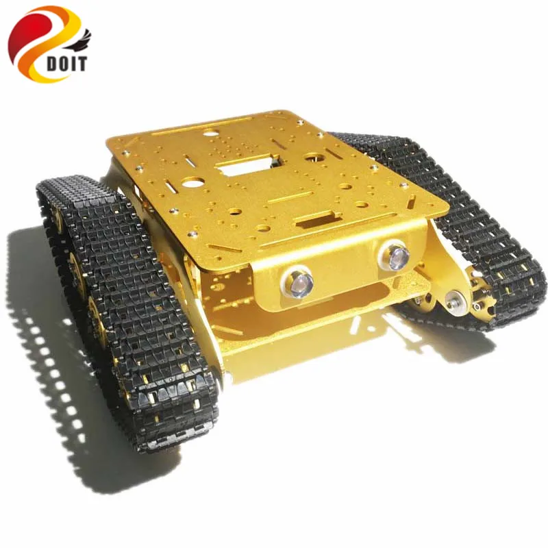 Shock Absorption Metal Tracked Robot Tank Car Chassis TSD300 with Robot Arm Interface Hole for Modification RC Toy DIY