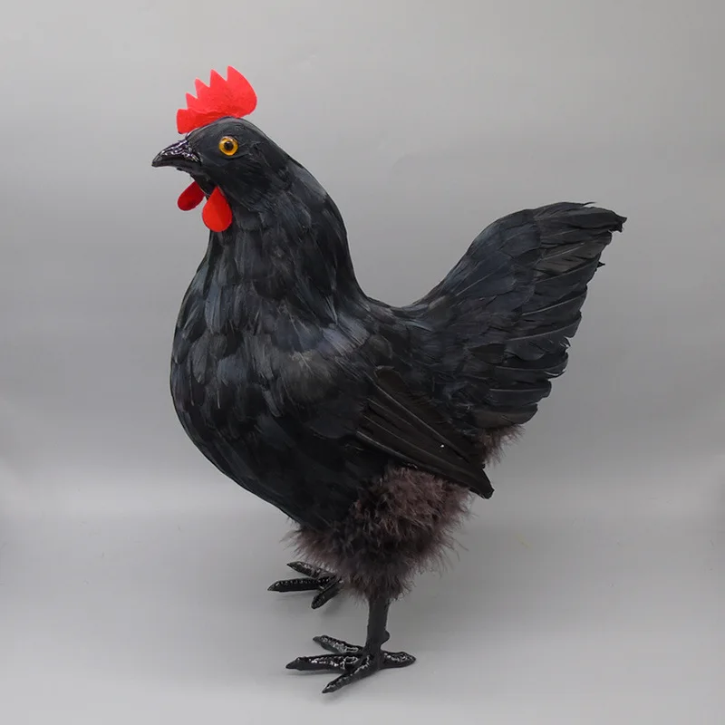 1:1 simulation chicken black hen model polyethylene&feathers standing hen large 40x39cm,home decoration gift b0388