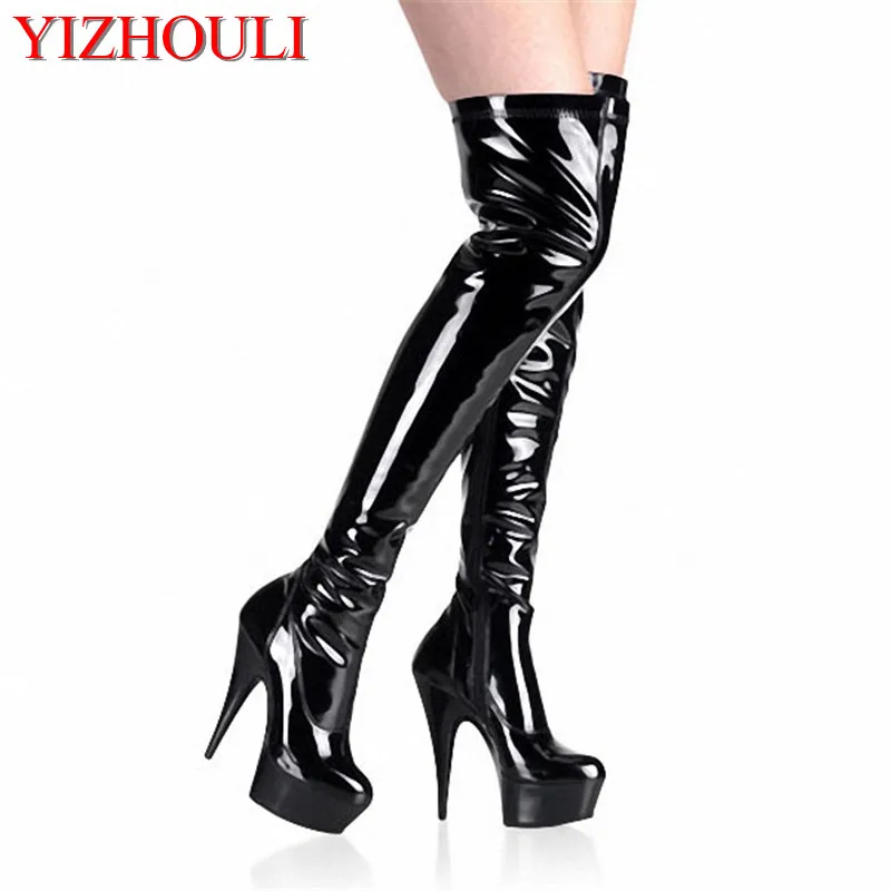 

15cm sexy high-heeled fashion boots, 6 inches round head women sexy thigh-over-knee boots