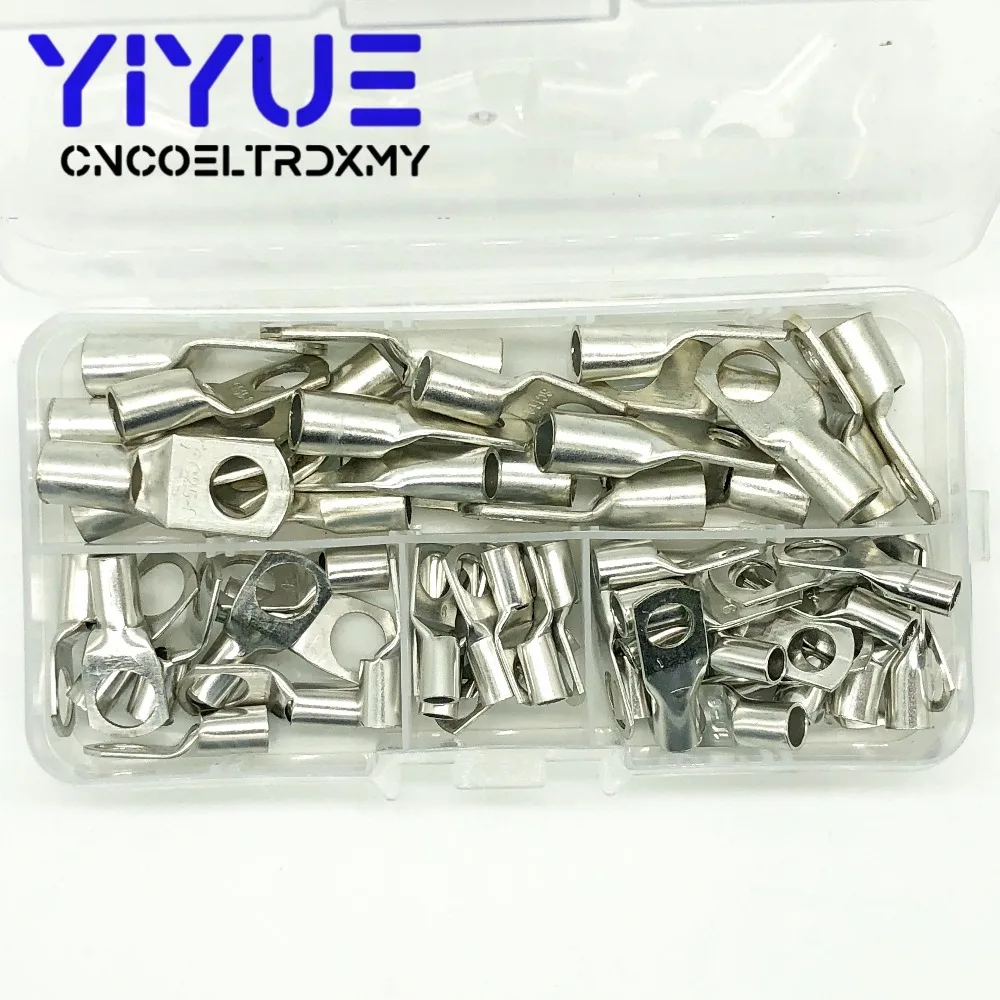 60pcs Bolt Hole Tinned Copper Cable lugs Battery Terminals set Wire terminals connector SC10-6 SC16-8 SC25-8