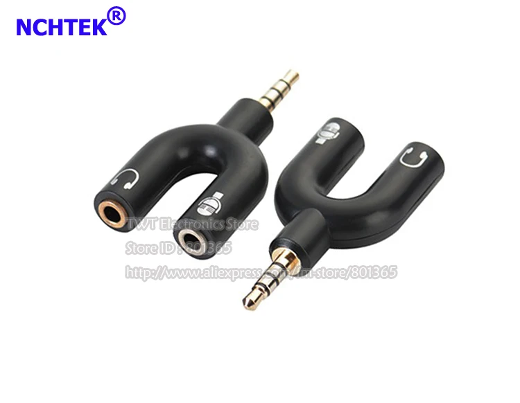 NCHTEK 3.5mm Stereo Male to Dual Female Mic Jack Audio Splitter Adapter/Free shipping/2PCS