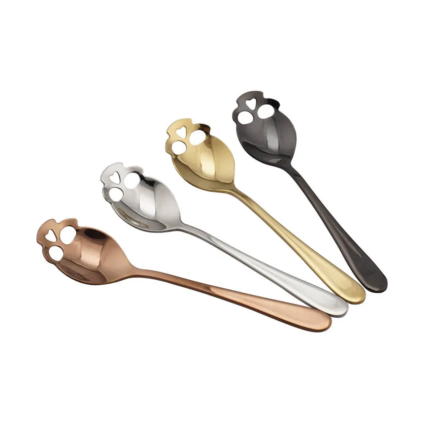 Creative 304 Stainless Steel Skull Coffee Spoon Dessert Tea Sugar Scoop For Home Kitchen Bar Coffee Shop Party Accessories Gift