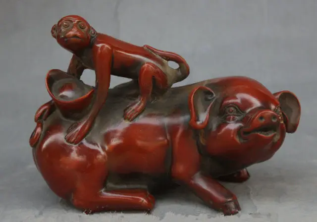 

Exquisite Interesting China decorative artificial resin animal zodiac of pig monkey sculpture