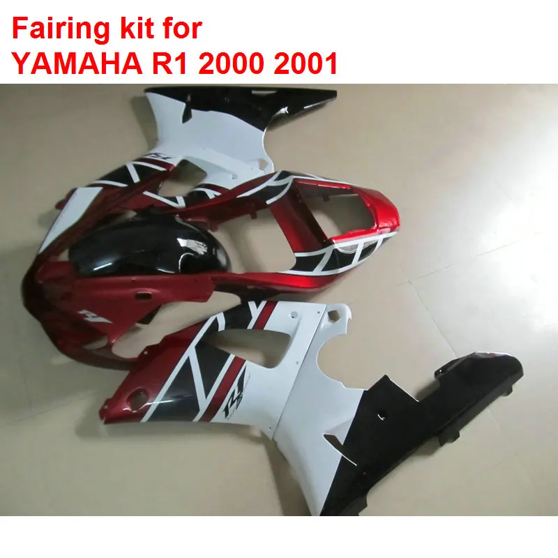 Top selling fairing kit for Yamaha YZF R1 00 01 red white black motorcycle fairings set YZFR1 2000 2001 BA36