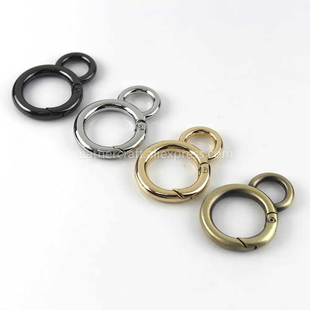 1pcs Double Circle Snap Hook Spring Gate O Ring Trigger Clasps for Leather Craft Bag Strap Belt Connecting Hardware Accessory