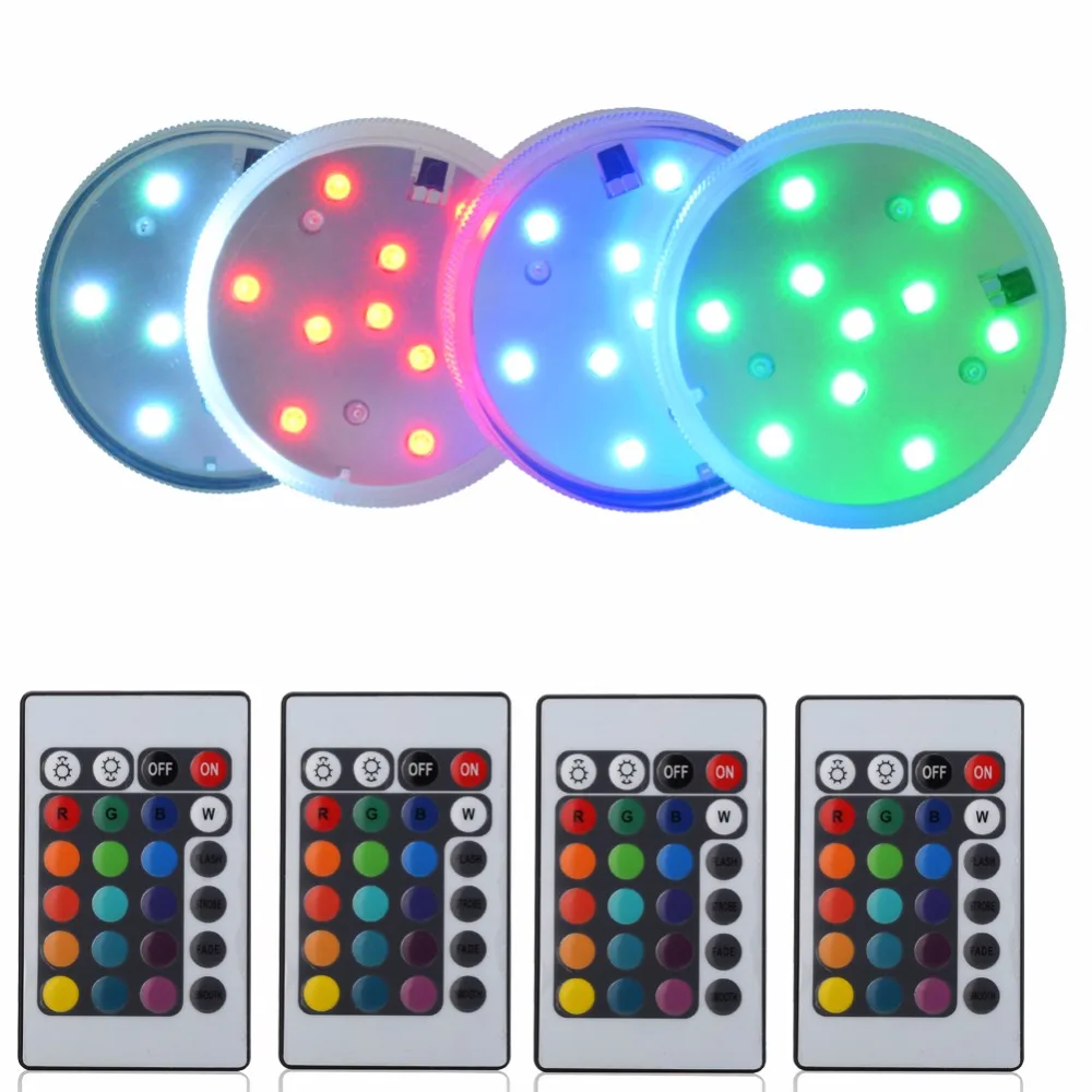 20pcs/Lot Battery Operated Multicolors RGB LED Wedding Light With Remote Controller Submersible LED Light For Floral Arrangments