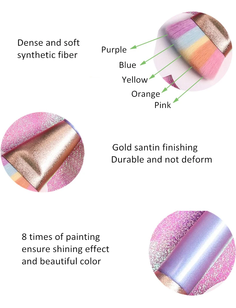 New Unicorn Rainbow Highlighter Brush Wet Foundation Contour Brush Beginner Makeup Brush with Box Gift