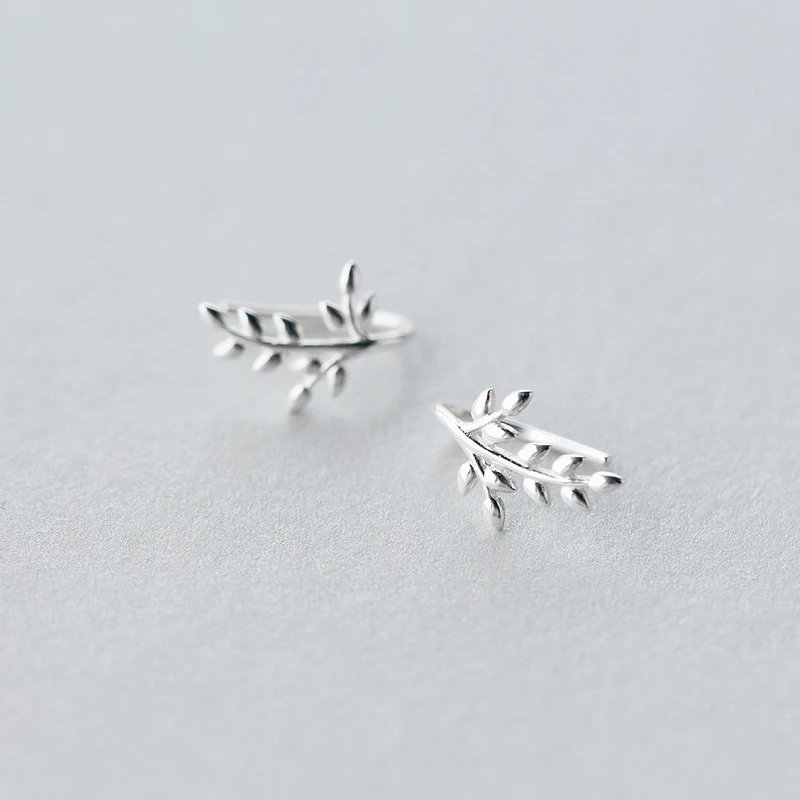

MloveAcc 100% 925 Solid Sterling Silver Nice Leaves Shape Stud Earrings for Women Earring Sterling-silver-jewelry Brincos