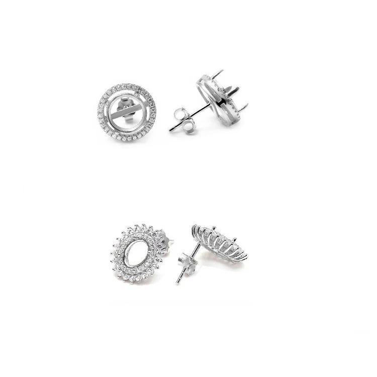 

925 Sterling silver Stud Earrings Setting For Rhinestone Crystal Stud Earrings Findings Accessories For Jewelry Making