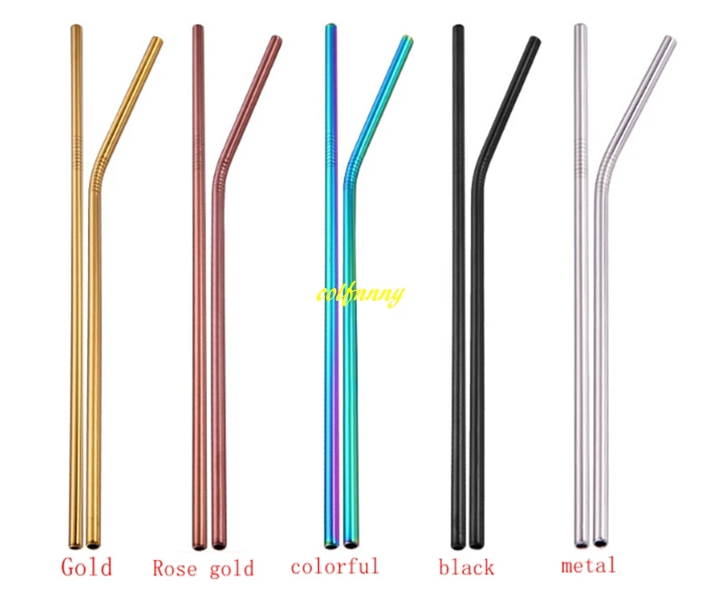 

100pcs/lot 6*260mm Metal Straws Reusable 10.5 inch Colorful Stainless Steel Drinking Straw For 30oz cup Bar Tool C2704