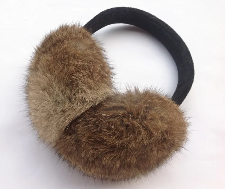 Genuine rabbit fur ear muffs for women, No adjustable ear warmer, black, gray, white, brown, autumn and winter, M201