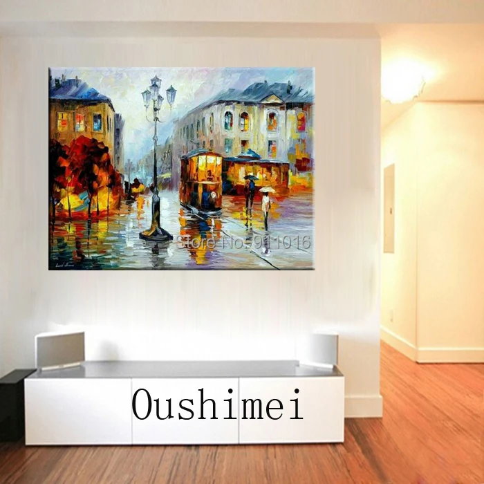 Hand Painted Wall Picture On Canvas High Q. Street View Paintings For Room Decor Painting Home Decor Landscape Oil Painting