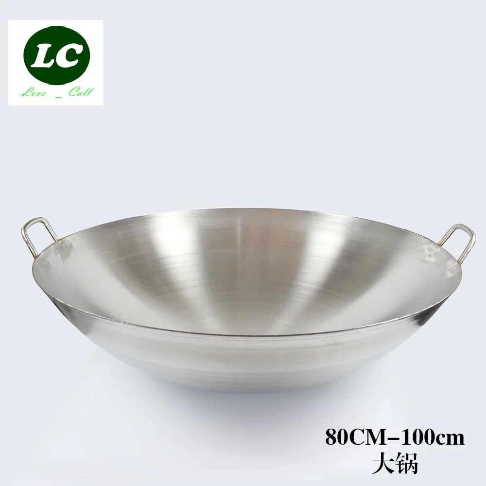 

Cooking Wok 75-100CM Commercial stainless steel Cooking Wok Large Cookware pan no-coating wok large pot Kitchen supplies