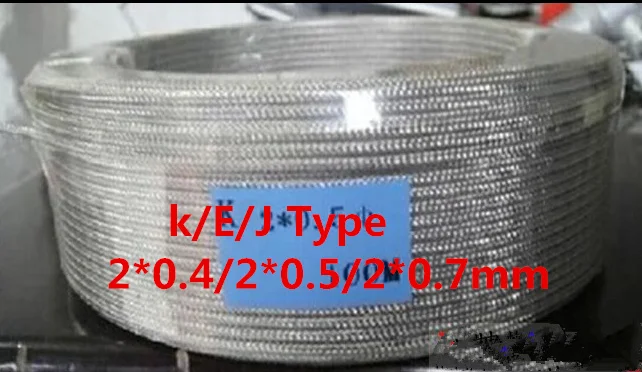 20M J Type Shield THERMO-COUPLE WIRE Thermocouple Wire 2*0.5mm Compensation Conductor Outer Skin is Stainless Steel for Sensor