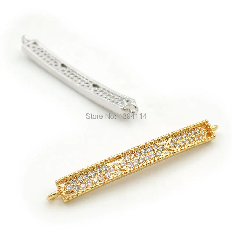 42*4*2mm Micro Pave Clear CZ Arc Bar Connector Fit For Women As DIY Bracelets Accessory