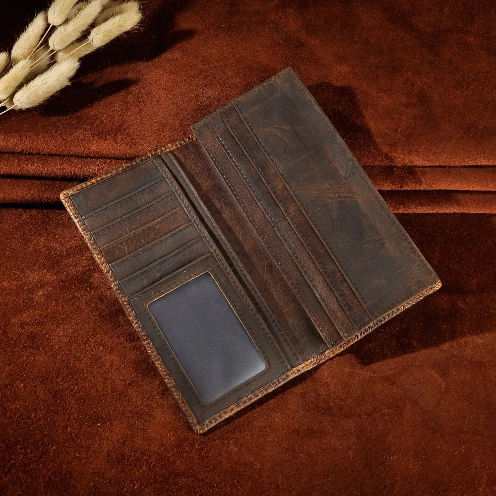 Hot Sale Cattle Male Organizal Real leather Design Checkbook Tiger Dargon Emboss Wallet Purse For Men 1014