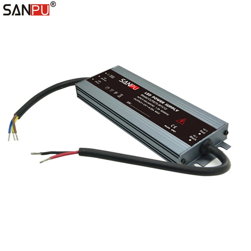 Hot Sale New SANPU Waterproof SMPS 75W 12VDC Power Supply Transformer 110V 220V AC DC 12V 6A LED Driver 12 V IP66 IP67 Slim Thin