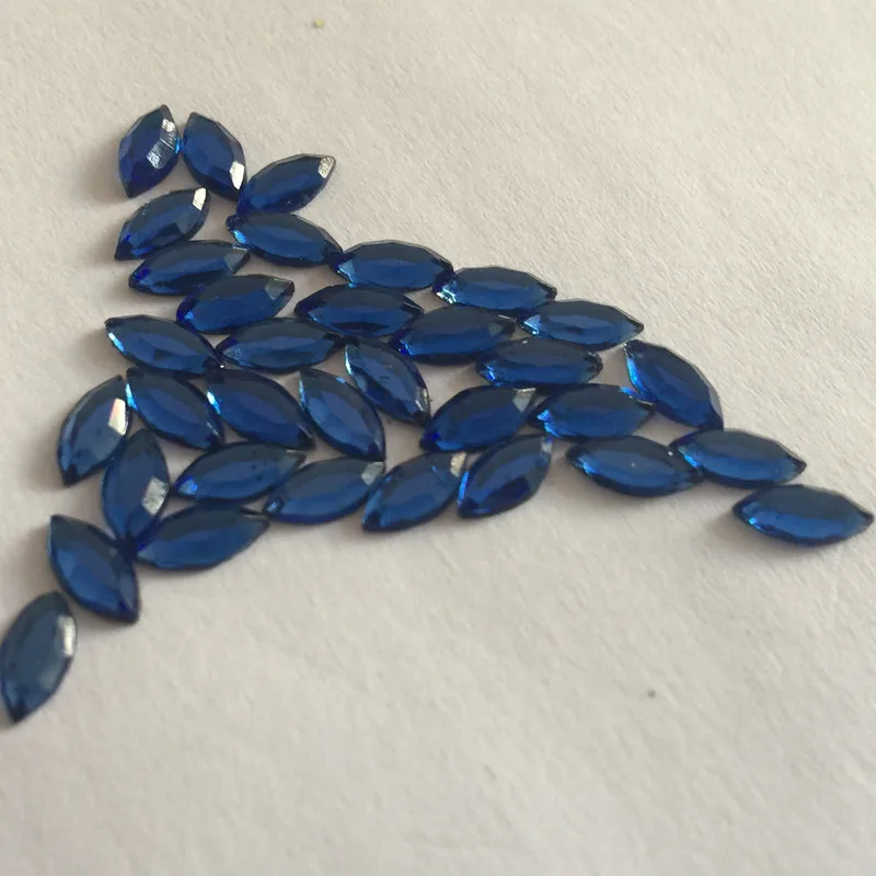 500pcs Dark/Royal Blue Navette Rhinestone Horse Eye Acrylic Stones Flatback Button Fancy Strass Crystals For Dress Crafts Decora