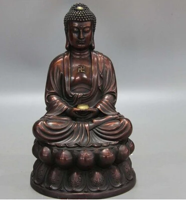 Copper Brass CHINESE crafts decoration Asian   Chinese Bronzer Copper Buddhism Fane Sakyamuni Tathagata Buddha Hold Bowl Statue