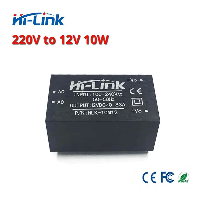 Free shipping 5pcs 220v  12V/ 10W 2A  AC DC isolated switching step down power supply module AC DC converter HLK-10M12