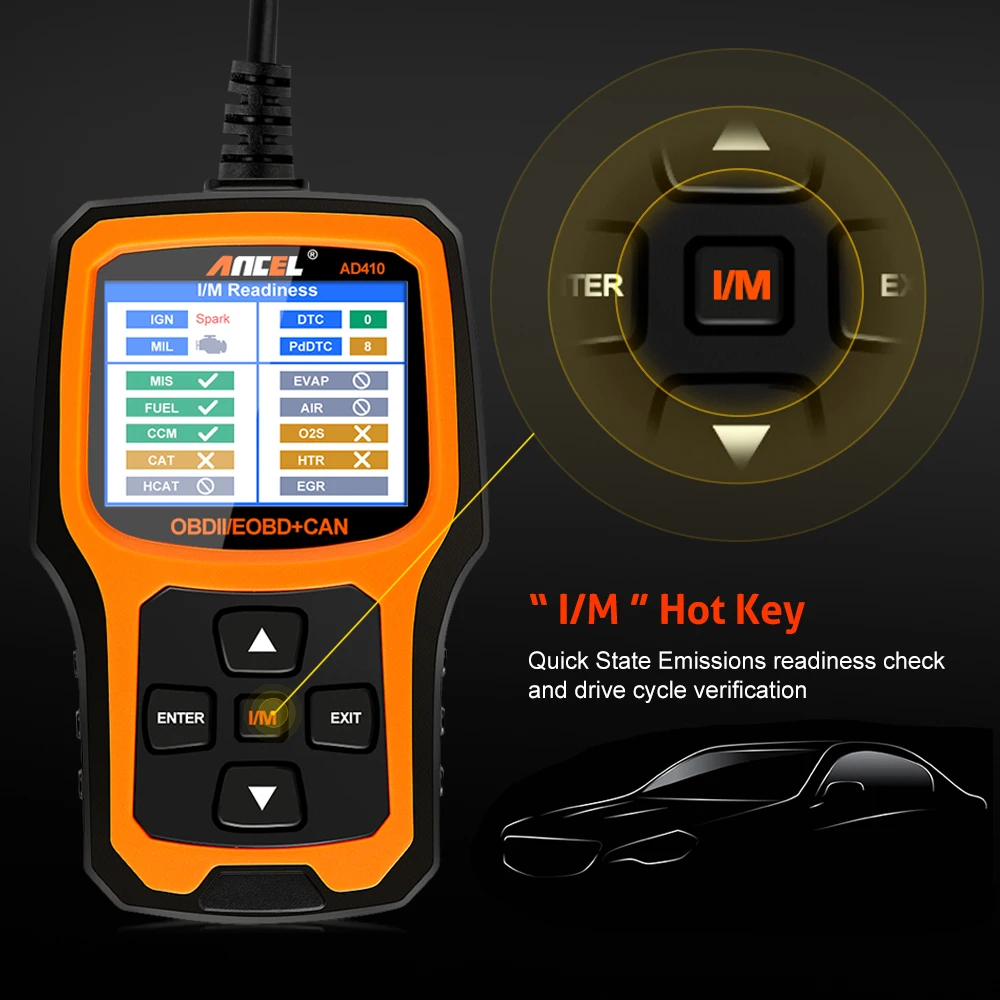 Ancel-herramienta de diagnóstico automotriz AD410 OBD2, lector de código ODB2, lector de códigos de Error, motor multilenguaje OBD 2