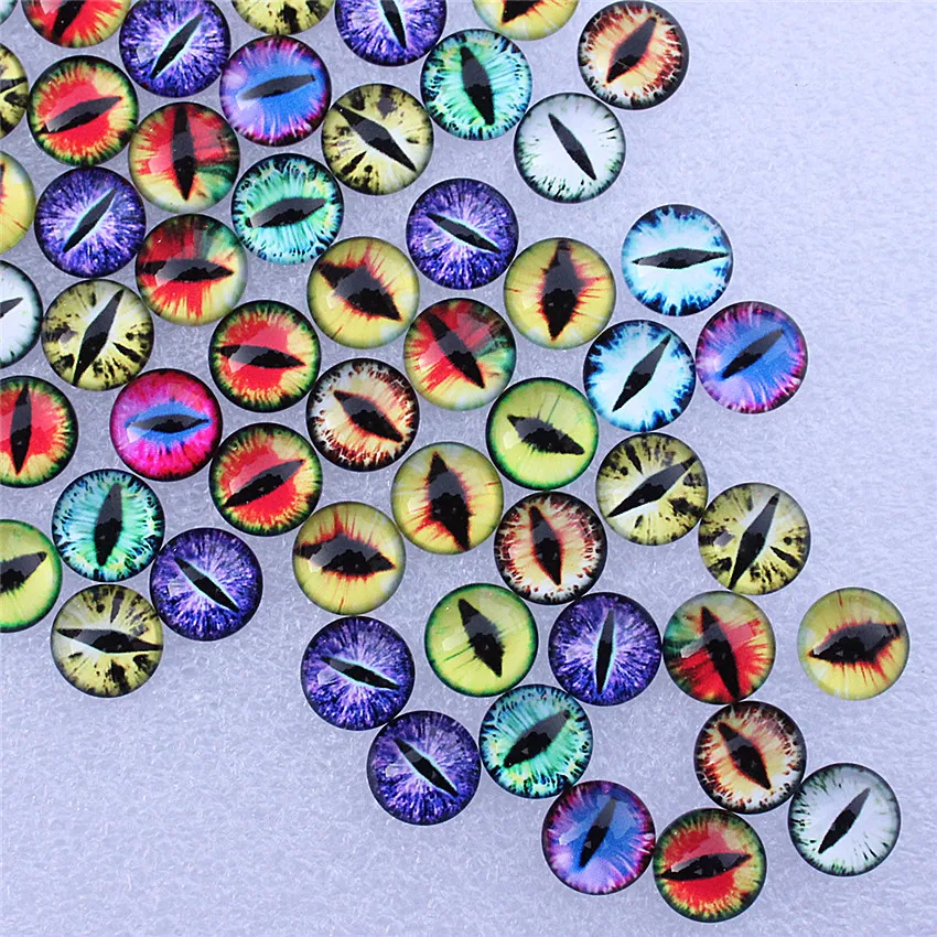 Onebeading od 6mm do 25mm losowo mieszane okrągłe smocze oczy w parach szklane kaboszony fotograficzne z płaskim tyłem urok akcesoria bazowe K06011