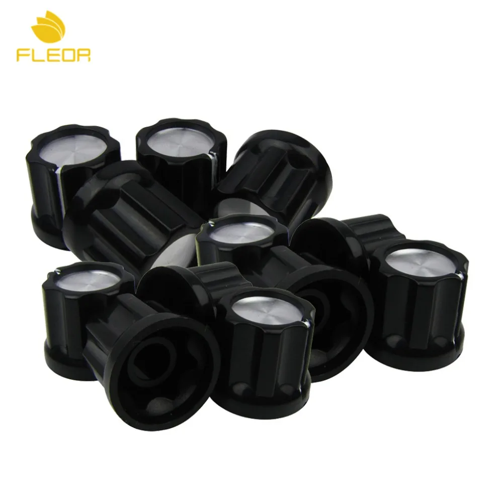 FLEOR 12pcs Aluminum Fluted Guitar Amp Knobs Caps D Shaft Knobs 180 Degree Black Guitar Parts & Accessories