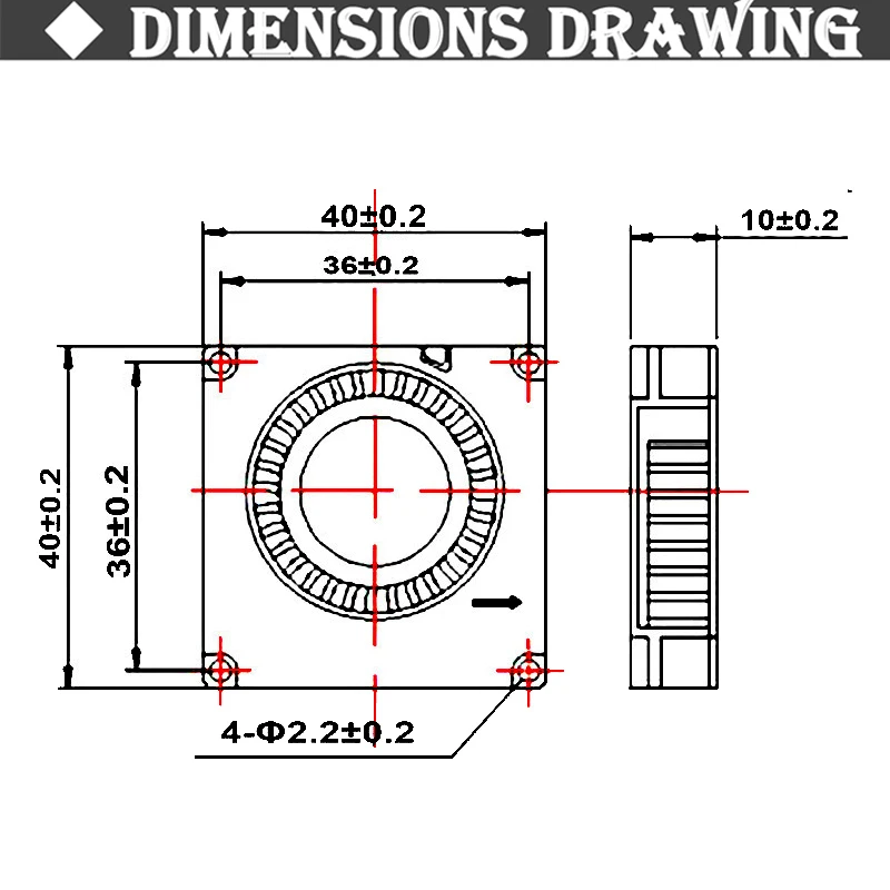 Gdstime-ventilador Turbo 4010 para impresora 3D, 12V, 40mm x 40mm x 10mm, 2 piezas