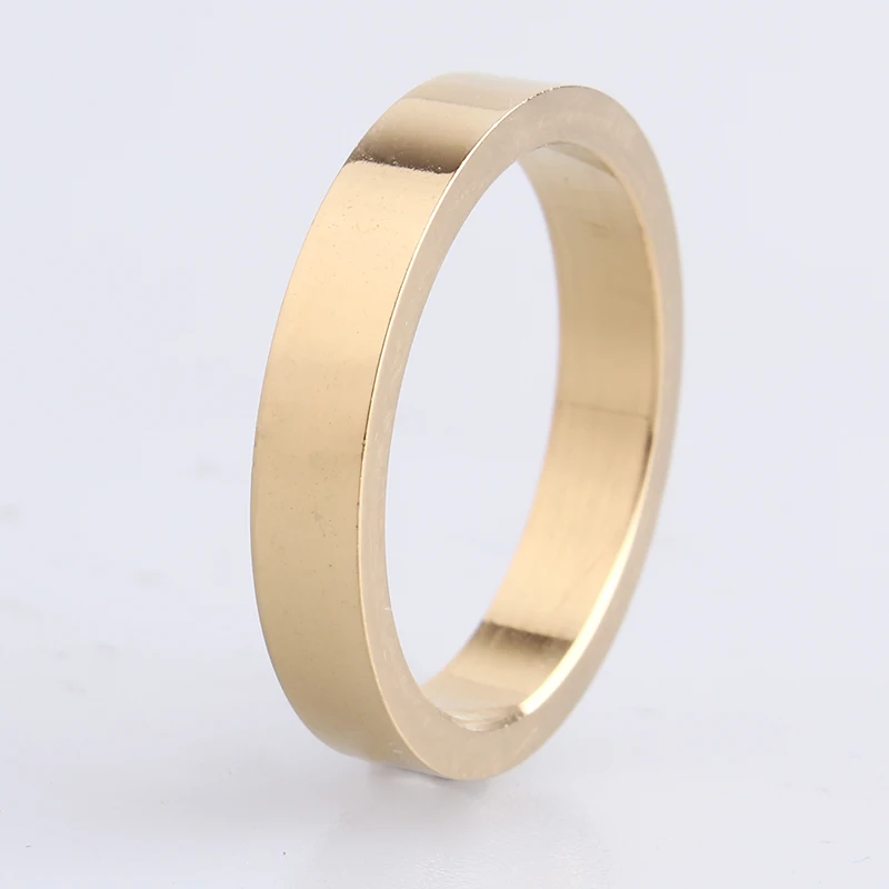 4mm thick gold silver color smooth plate Stainless Steel finger rings for men women wholesale