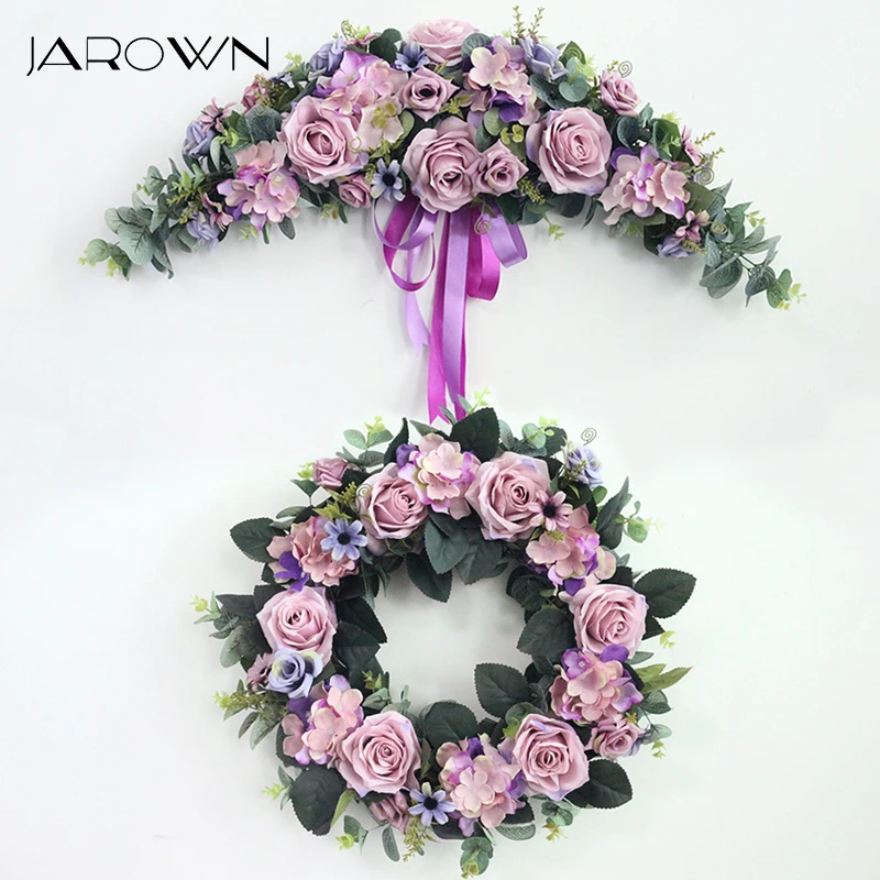 Artificial Wreath Threshold Flower Simulation Silk French Rose Floral Garland Wedding Party Decor Home Office Door Flores