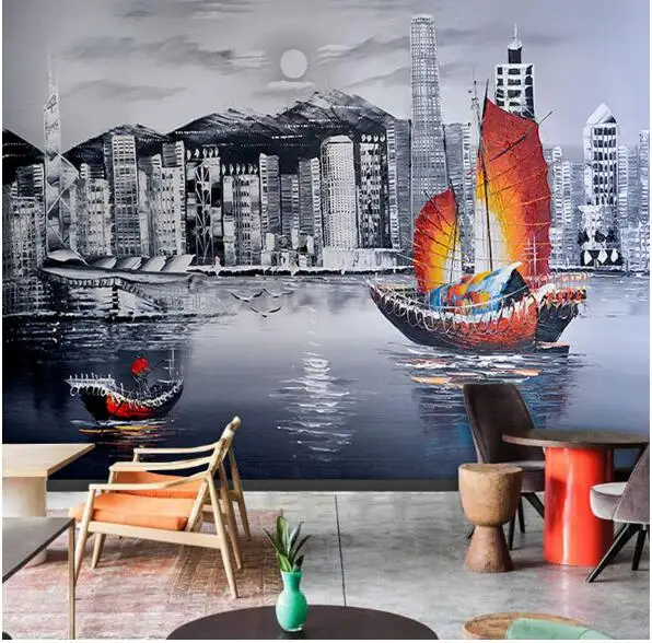 Large Painting Photo Mural Custom Any Size Wallpaper for Walls Living Room Wall Art Decor papel parede rolo City Night