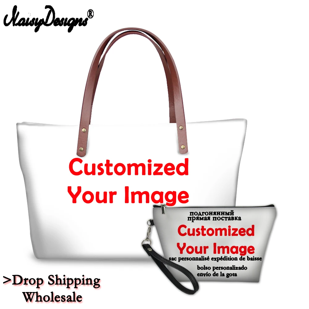 Noisydesigns Customize Your Personalized Pattern Handbags With Makeup bag Women Stylish 3D Totes for Girl Laides Drop Shipping