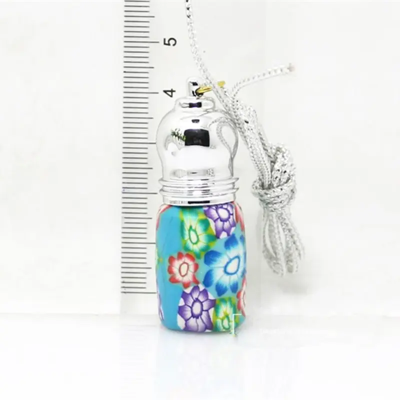 100pcs/lot Free Shipping 3ML Polymer clay perfume bottles Empty Roller ball bottle Car Pendant