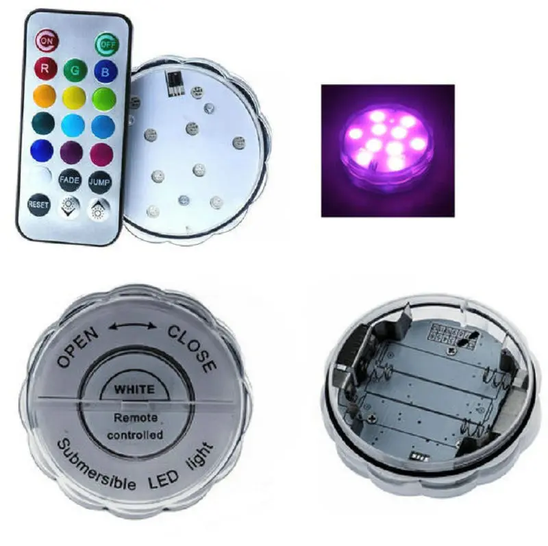 10 LED Waterproof Light 10smds RGB MultiColor Remote Controller Vase Wedding Party Decor Submersible Floral led Base Light