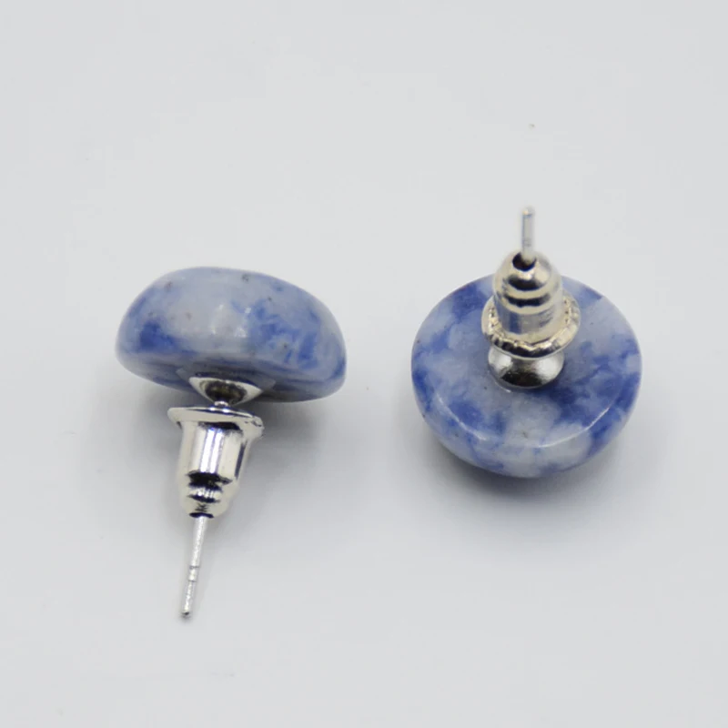 Women Simple Style Fashion Natural Stone White Crystal Half Ball Shape Stud Earrings Jewelry Accessories