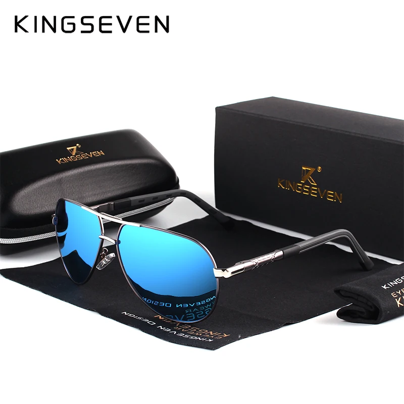 Kingseven Nhôm Magie Kính Mát Nam Phân Cực Nam Lớp Phủ Kính Tráng Gương Oculos Kính Mắt Nam Phụ Kiện Cho Nam K725