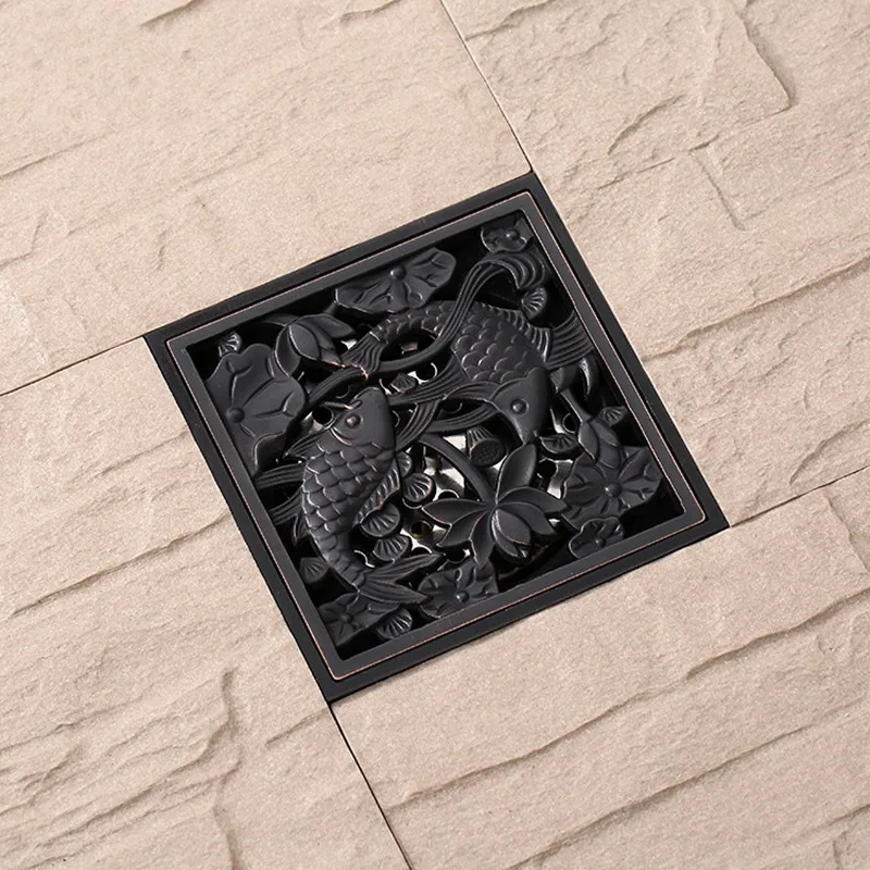 

Слив для душа, 10x10 см, в европейском стиле, черная бронза