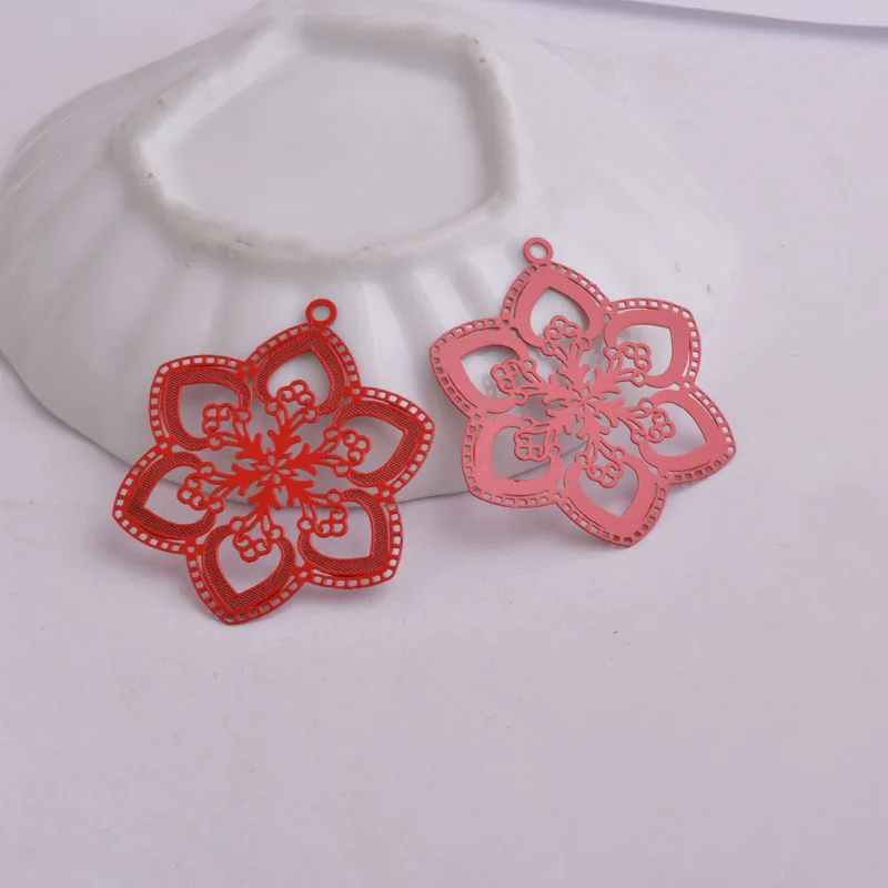 30pcs AA1548 38*40mm  Filigree Flower Charms Big Pendants Connectors DIY Jewelry Making