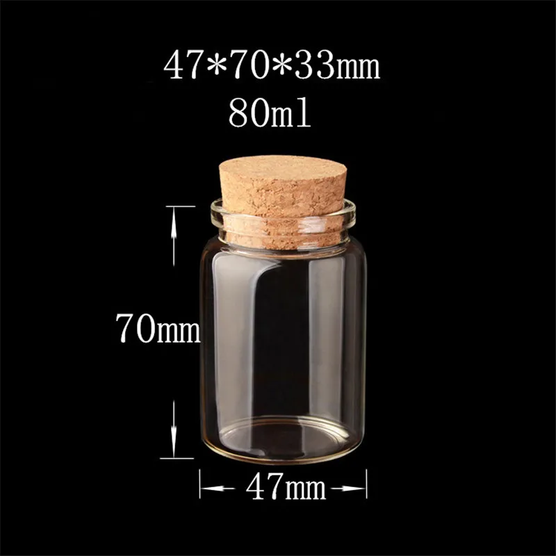 80ml Glass Bottles With Cork Small Transparent Mini Empty Glass Vials Jars Container Clear Food Botlles Eco-Friendly 12pcs/lot