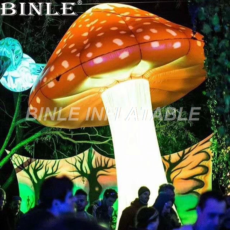 High quality 5m/16ftH outdoor LED lighting giant inflatable mushroom for event/music festival/stage decoration