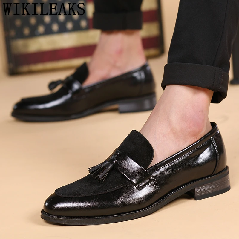 

Dress Shoes Men Wedding Italian Brand Formal Leather Shoes For Men Coiffeur Tassel Brown Dress Business Shoes Men Classic Bona