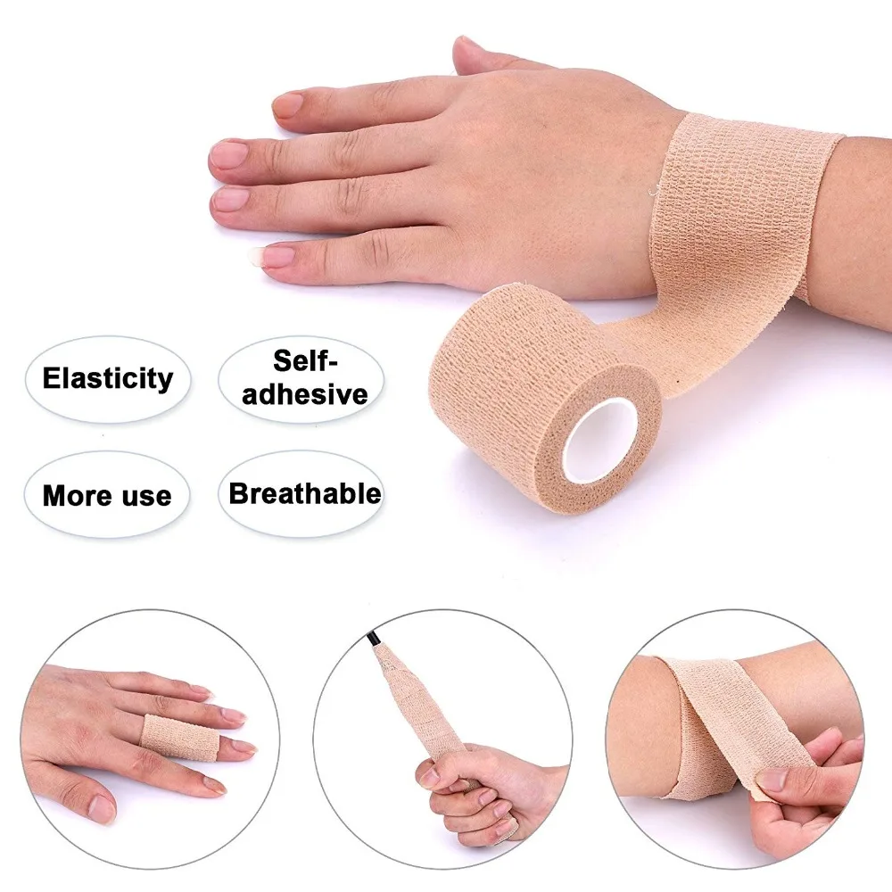 10 Rolls Self-Adhesive Cohesive Wrap Bandage 5cm Width Family Use Elastoplast Waterproof Flexible Sport Stretch Tape