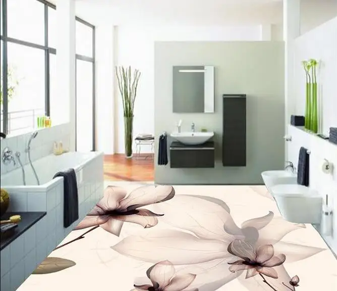 

3d floor painting wallpaper Abstract flowers 3D floor pvc self-adhesive wallpaper bathroom floor wallpaper