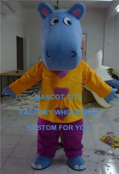 

Hot Selling Cute Blue Hippo Mascot Cartoon Costume Christmas Hallowmas Party Fancy Dress Carnival Mascotte Mascota SW1180